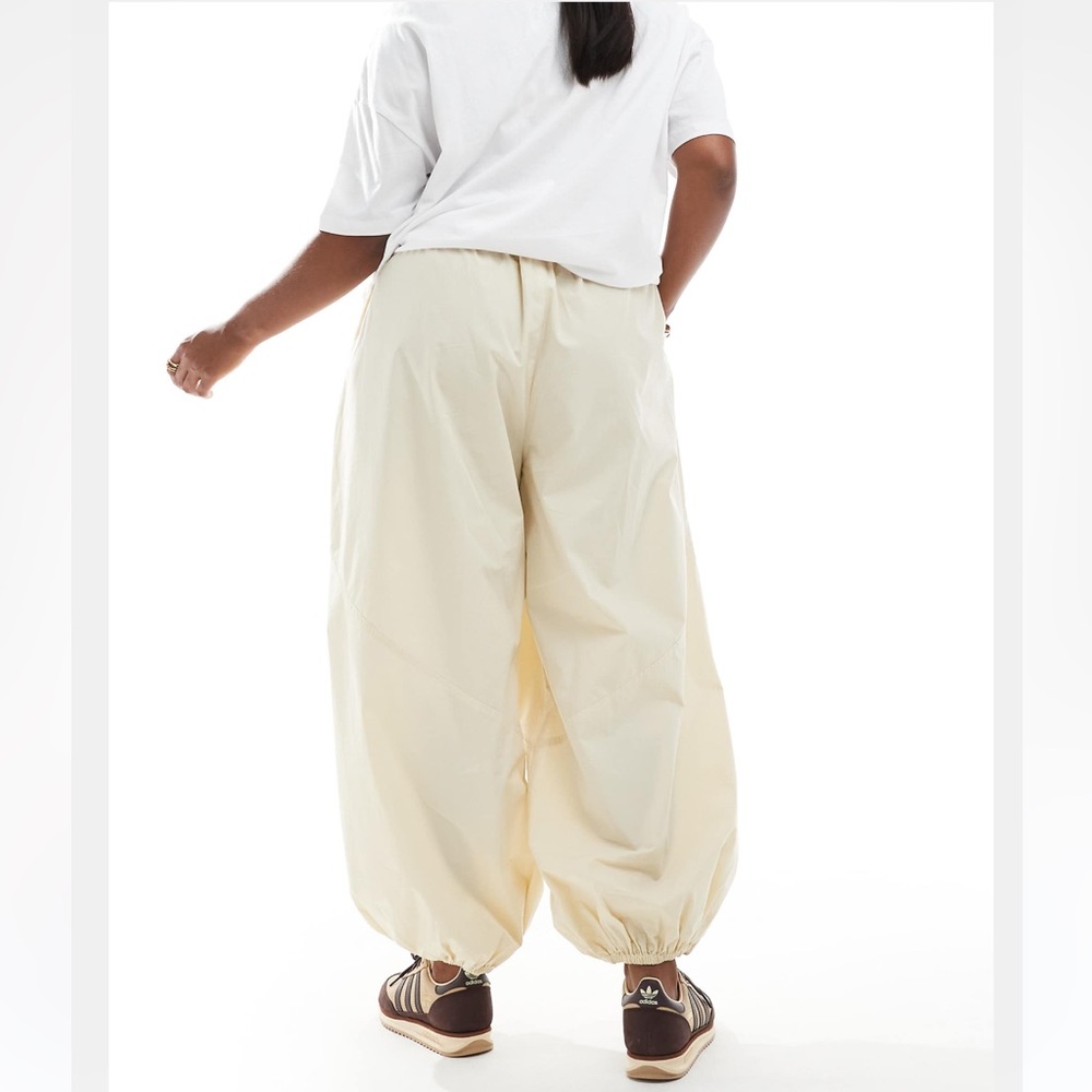 ASOS Curve Poplin Pants Size 20 Yellow Pull-On High Rise Wide Leg Utility - Picture 2 of 5